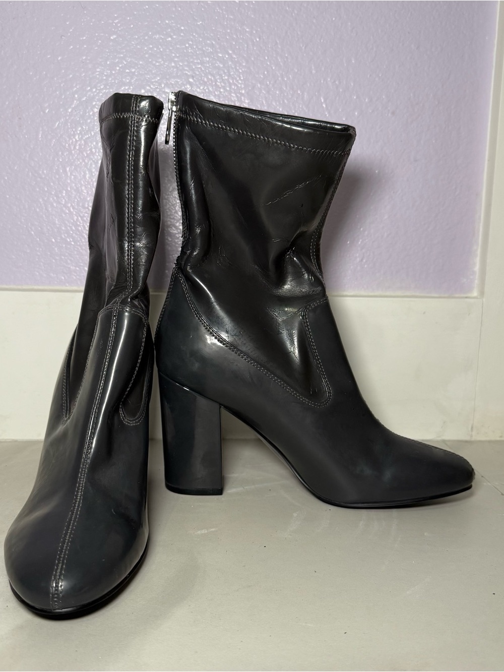 Dark Grey High Heel Ankle Boots - Women's Fashion Boot